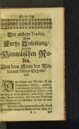 Der andere Tractat, Eine Kurtze Anleitung/ zu dem Himmlischen Rubin.