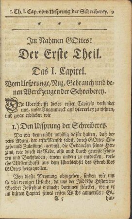 Im Nahmen Gottes! Der Erste Theil.