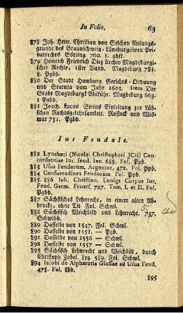 Ius Feudale. In Folio - In varia forma.