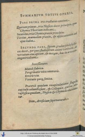 Summarium Totius Operis