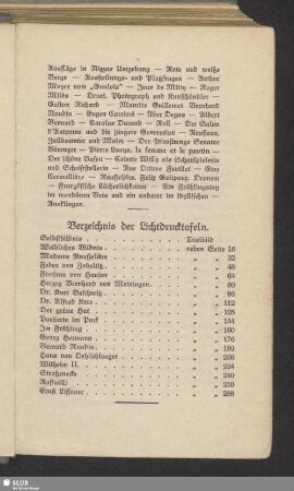 Verzeichnis der Lichtdrucktafeln