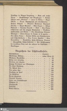 Verzeichnis der Lichtdrucktafeln