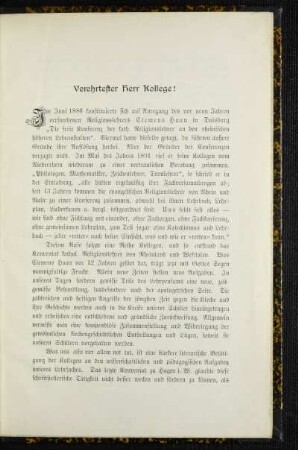 Verehrter Herr Kollege