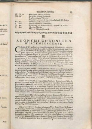 III. Anonymi Chronicon Wirtembergense.