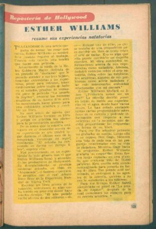 Esther Williams - resume sus experiencias natatorias