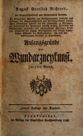 Anfangsgründe der Wundarzneykunst, 2