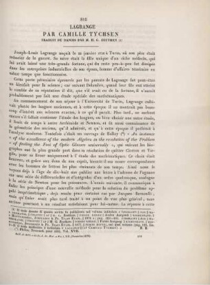 Lagrange par Camille Tychsen.