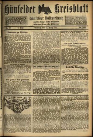 Zweite Ausgabe vom Samstag, den 21. März 1931.
