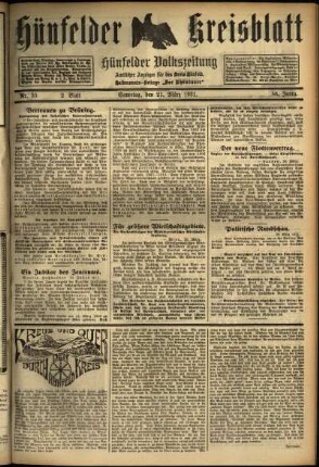 Zweite Ausgabe vom Samstag, den 21. März 1931.
