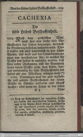 Cachexia : Die üble Leibes Beschaffenheit
