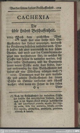Cachexia : Die üble Leibes Beschaffenheit