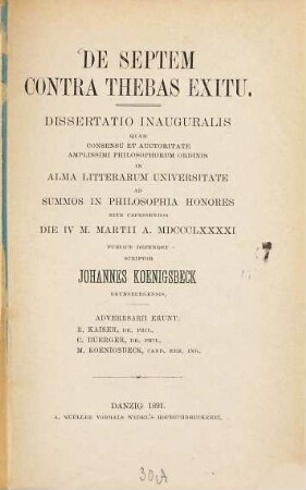 De septem contra Thebas exitu : [Aeschylus] Diss. inaug. Berolin