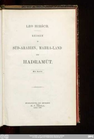 Reisen in Süd-Arabien, Mahra-Land und Hadramūt