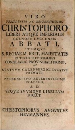 Christophori Augusti Heumanni Poecile Sive Epistolae Miscellaneae Ad Literatissimos Aevi Nostri Viros, Tomi 2. Liber 2.
