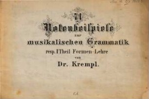 Versuch zu einer musikalischen Grammatik, 1