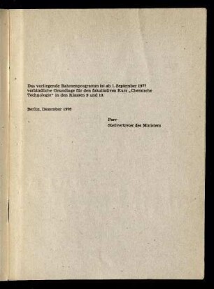 Das vorliegende Rahmenprogramm ...