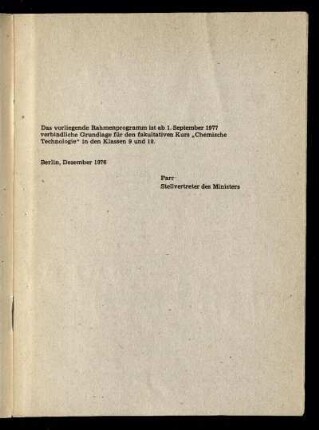 Das vorliegende Rahmenprogramm ...
