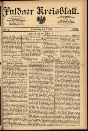 Erste Ausgabe vom Donnerstag, den 07. Juli 1898.
