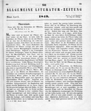 Fechner, G. T.: Nanna oder über das Seelenleben der Pflanzen. Leipzig: Voss 1848 (Beschluss von Nr. 79)