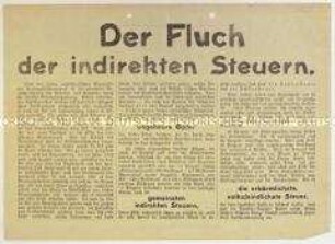 Flugblatt der Deutschsozialen Partei zum Steuersystem in Deutschland