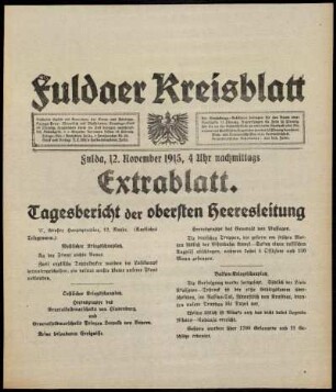 Ausgabe vom Freitag, den 12. November 1915.
