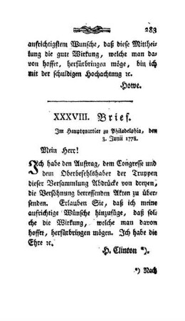 XXXVIII. Brief - Antwort des Präsidenten darauf