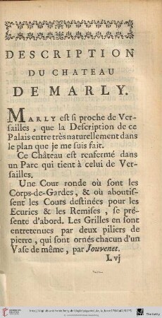 Description du Château de Marly