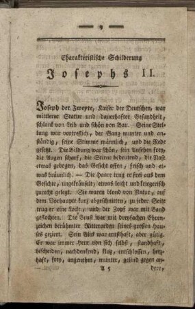 Charakteristische Schilderung Josephs II.