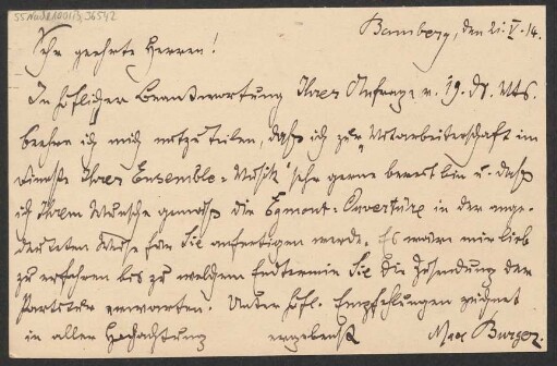 Brief an B. Schott's Söhne : 21.05.1914