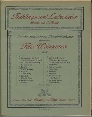 Frühlings- und Liebeslieder : Gedichte von E. Mörike : für eine Singstimme mit Pianofortebegleitung : Op. 41, 3. Er ist's : Op. 41, No. 3