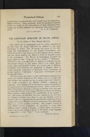 The Language Question in South Africa