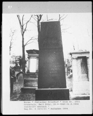 Grabstein der Emil Böhr (gestorben 1904.08.24)