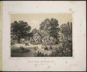 [Bl. 9] : Park zu Muskau. Das Englische Haus, Stahlstich, um 1867 : Ansichten aus dem Park zu Muskau / [Naturz. u. lith. v. Arldt]. - Muskau i./d. Ober-Lausitz : Ahner ; Dresden : Braunsdorf , [circa 1867]. - [22] Bl. : überw. Ill. ; quer-8°. - Ausg. mit 21 Stahlstichen