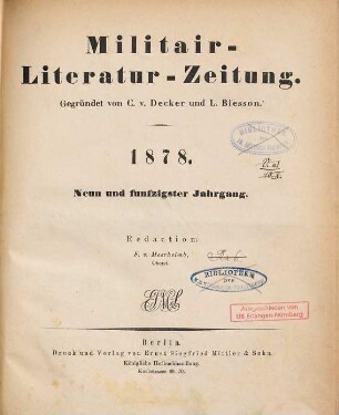 Militär-Literatur-Zeitung. 59. 1878