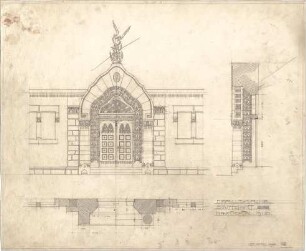 Dolmetsch, Heinrich; Stuttgart; Markuskirche - Hauptportal (Grundriss, Ansicht, Schnitt)