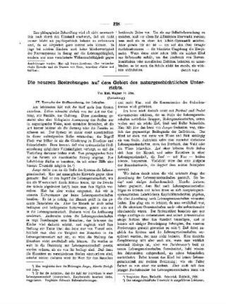 Die neueren Bestrebungen auf dem Gebiet des naturgeschichtlichen Unterrichts : (Fortsetzung)