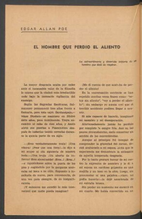 El hombre que perdió el aliento : La extraordinaria y divertida historia de un hombre que dejó de respirar.