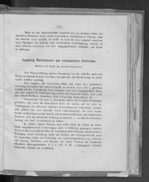 Sammlung Hamburgischer und vorhistorischer Alterthümer.