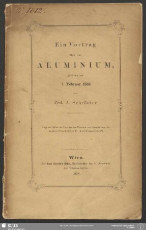 Ein Vortrag über das Aluminium : gehalten am 1. Februar 1858