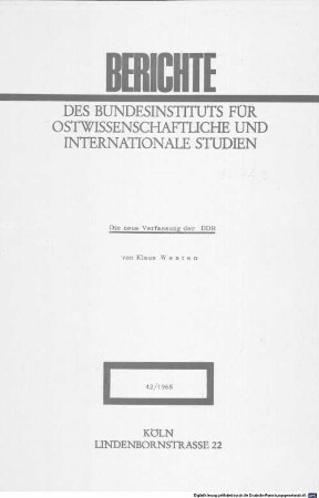 Die neue Verfassung der DDR