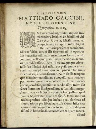 Illlustri Viro Matthaeo Caccini, Nobili Flortentino,