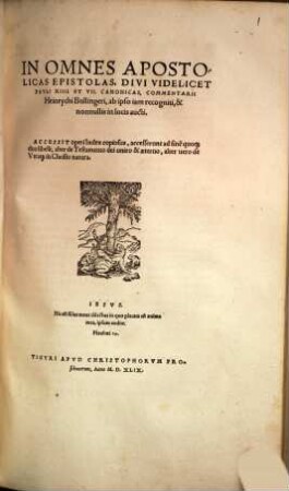 In Omnes Apostolicas Epistolas, Divi Videlicet Pauli XIIII. Et VII. Canonicas, Commentarii Heinrychi Bullingeri