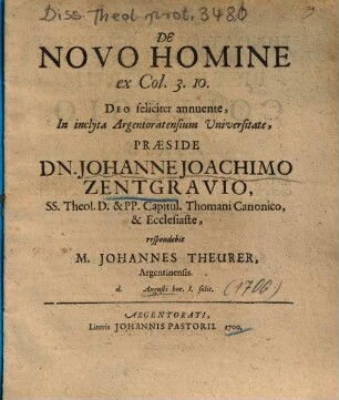 De Novo Homine ex Col. 3. 10.
