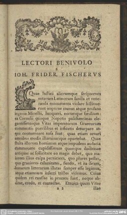 Lectori Benivolo S. Ioh. Frider. Fischerus