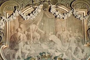 Ostseite, mittleres Gewölbefeld: Esther vor Ahasver