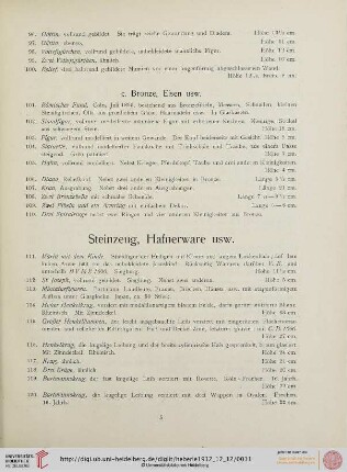 Steinzeug, Hafnerware usw. (Nr. 111-151)