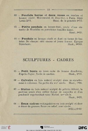 Sculptures – Cadres (Nr. 65-68)