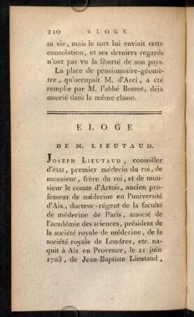 210-242, Eloge de M. Lieutaud.