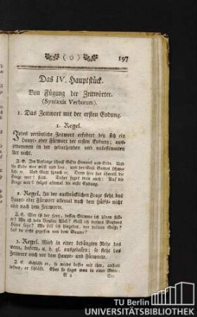 Das IV. Hauptstück. Von Fügung der Zeitwörter. (Syntaxis Verborum).