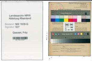Entnazifizierung Fritz Goevert , geb. 26.05.1903 (Kaufmaennischer Angestellter)